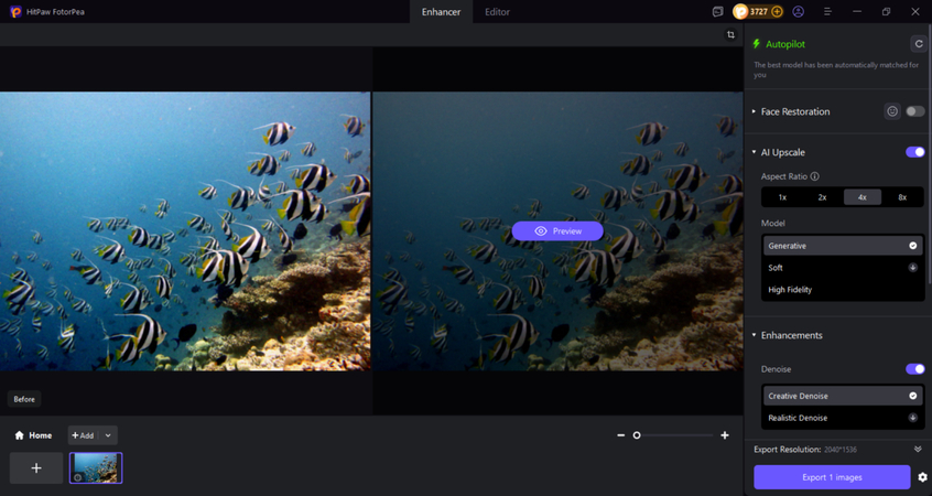 upload an image and enhance it