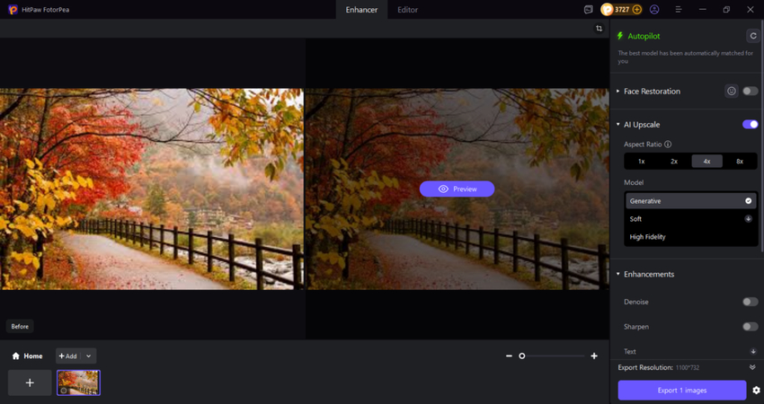 upload an image and enhance it