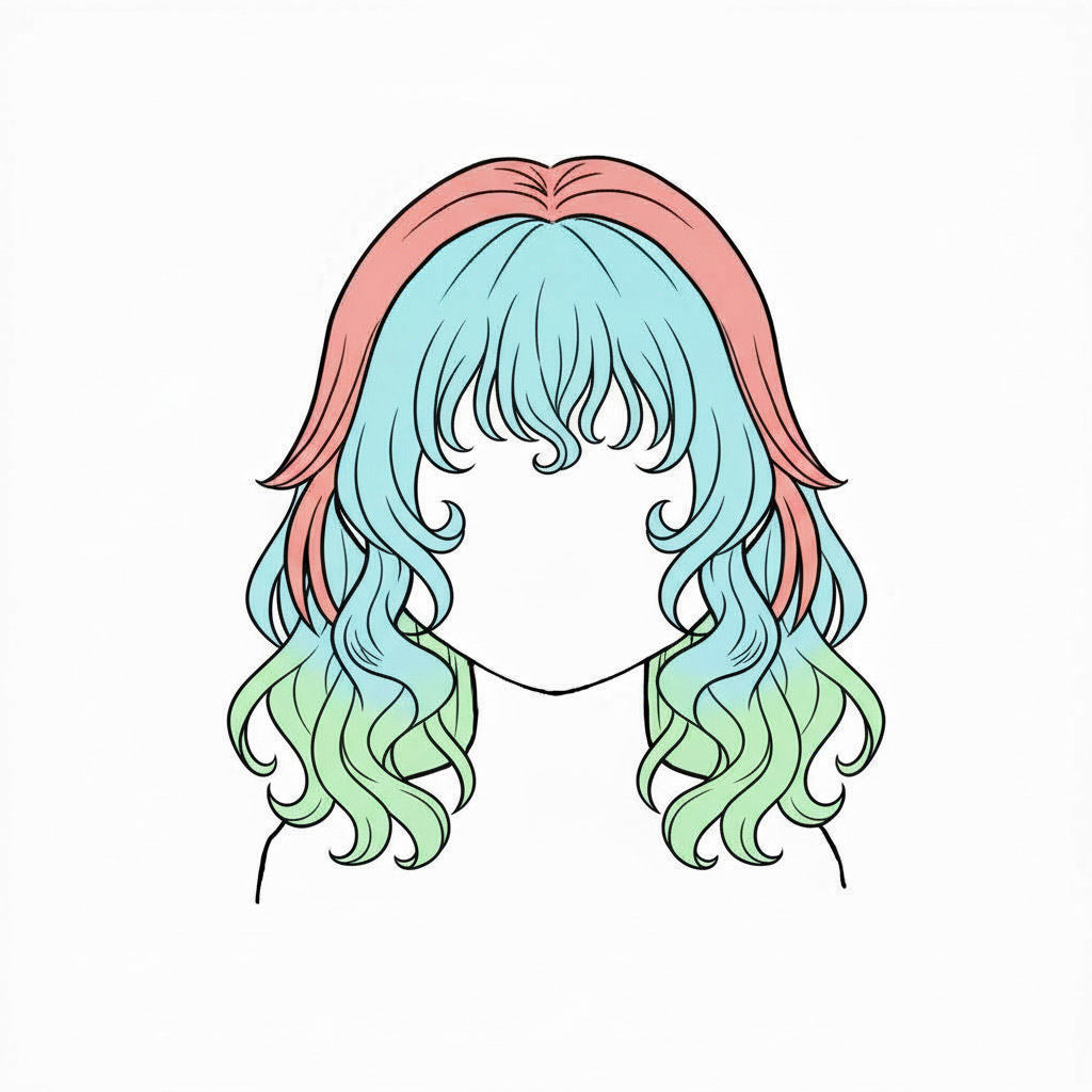sketch anime curl hair