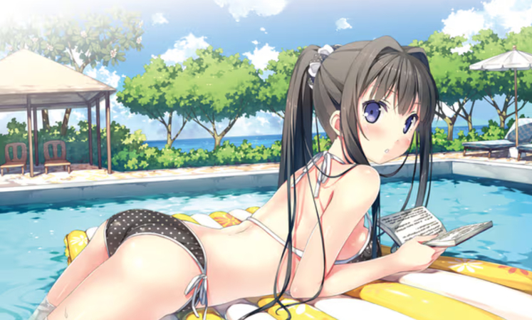 Anime girl reading a book