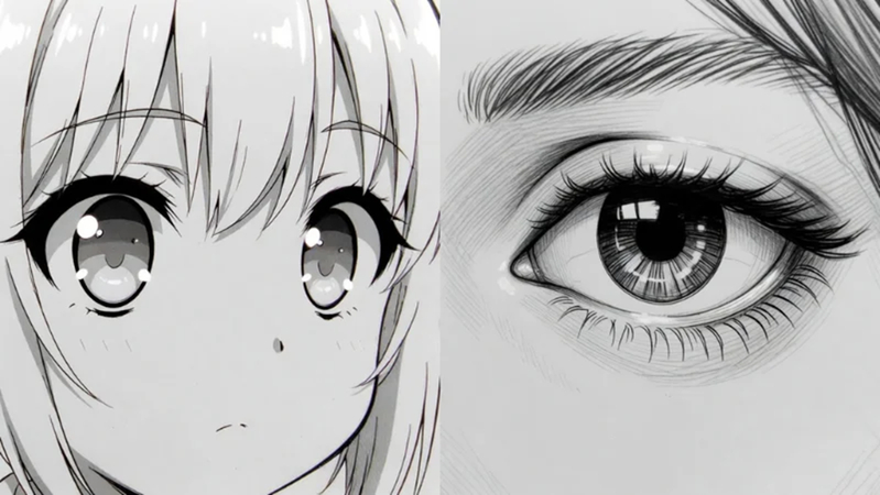 basic structure of anime eyes