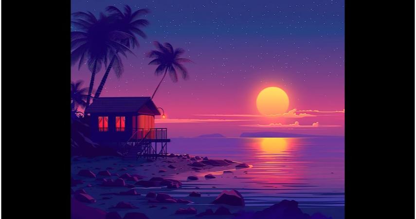 beach sunset lofi wallpapers