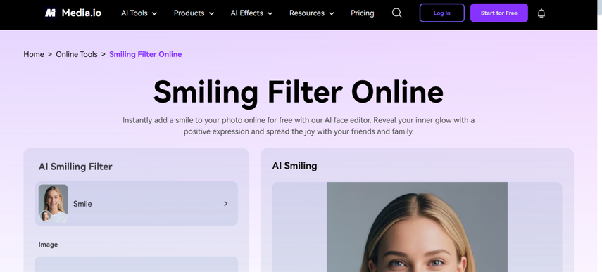 best ai smile filter media.io