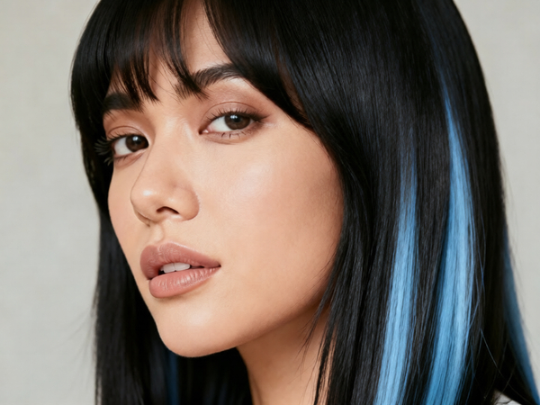 black hair with soft blue tint