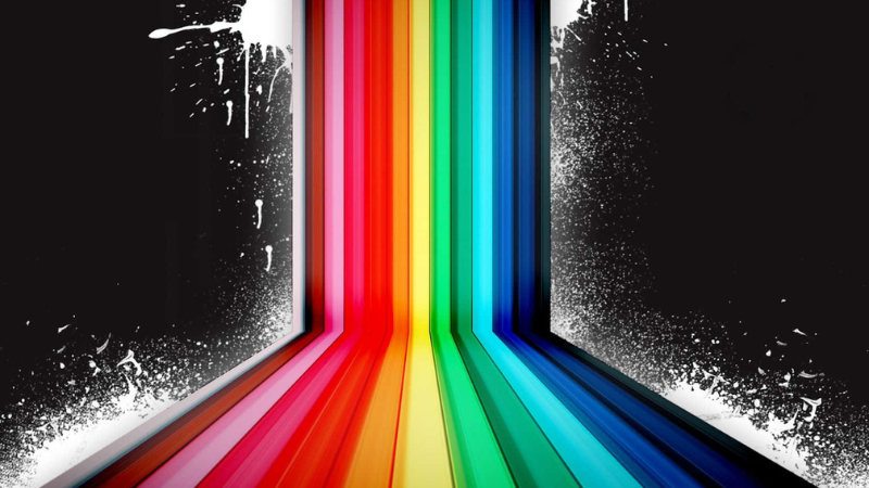black rainbow background with glowing neon lines