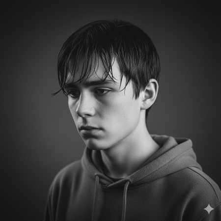 emotional black and white sad portrait