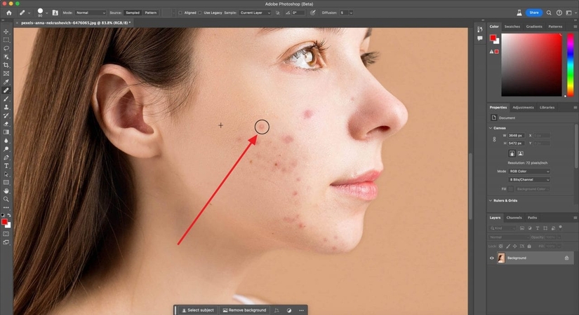 remover espinhas com healing brush