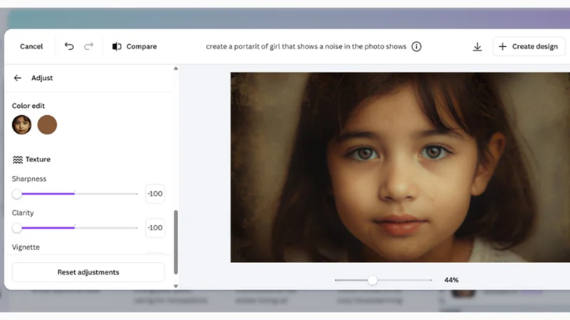 how to fix grainy photos online using canva adjust tool
