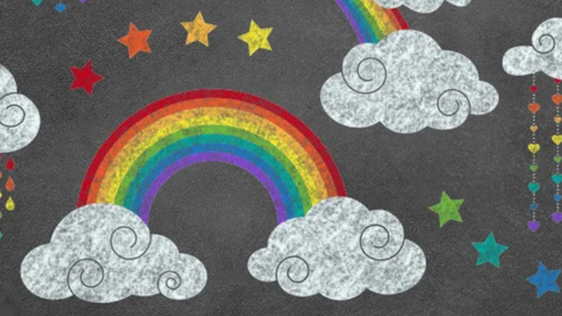 chalk rainbow background on dark blackboard