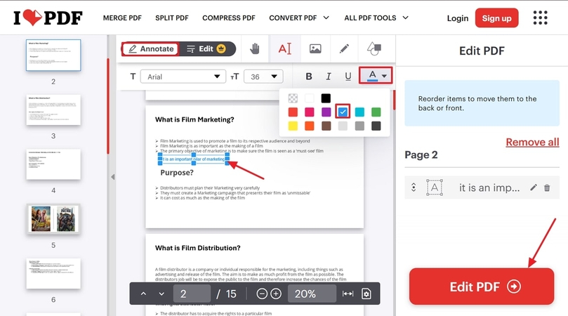 choose annotate to edit pdf