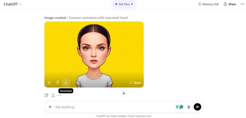 chatgpt caricature download option