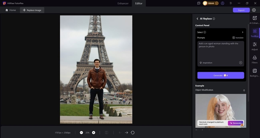 import photo and select ai replace