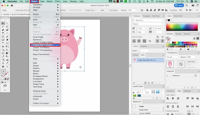 select object menu to choose option
