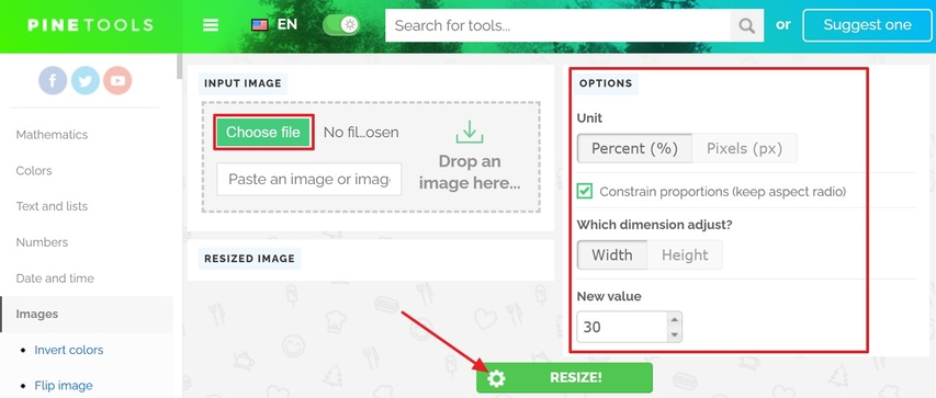 옵션에서 조정 후 크기 조정