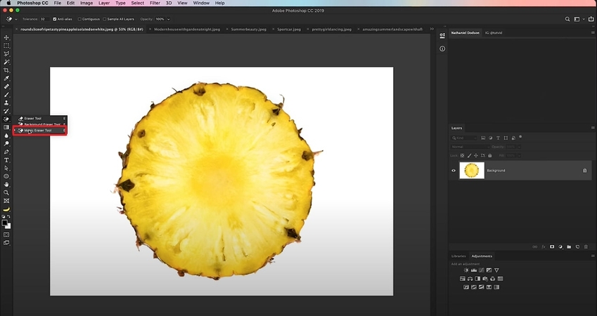 select the magic eraser tool