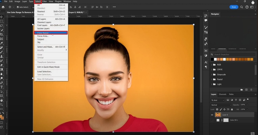choose color range from select menu