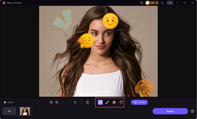choose the brush to erase the emoji