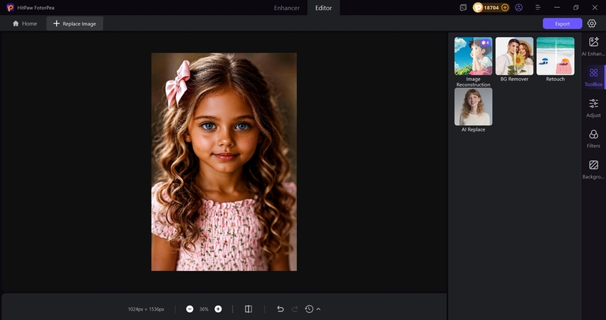 فتح ميزة الاستبدال بالذكاء الاصطناعي من قائمة الأدوات