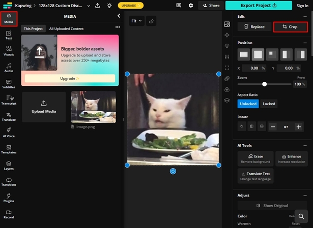 hit crop to select dimensions