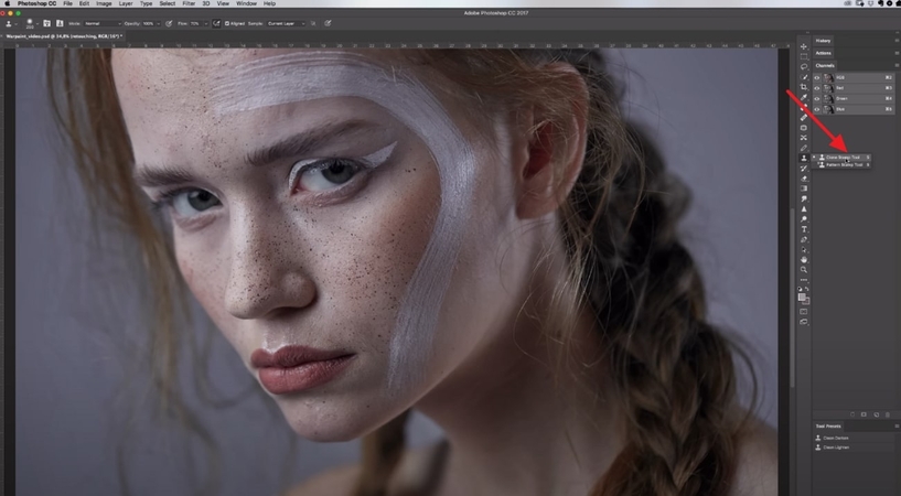 choose the clone stamp tool for editing