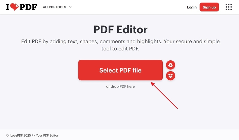 tap on select pdf file to initiate