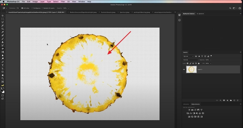 targeted area color is removed