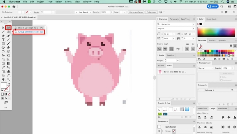 choose the selection tool click group selection