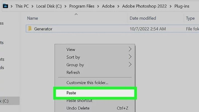 copy plugin files to photoshop plugins folder