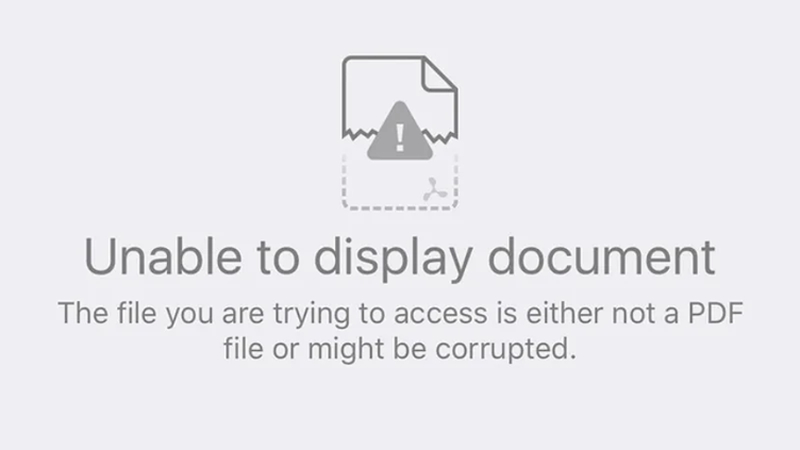 오류 메시지가 표시된 Adobe Acrobat 화면