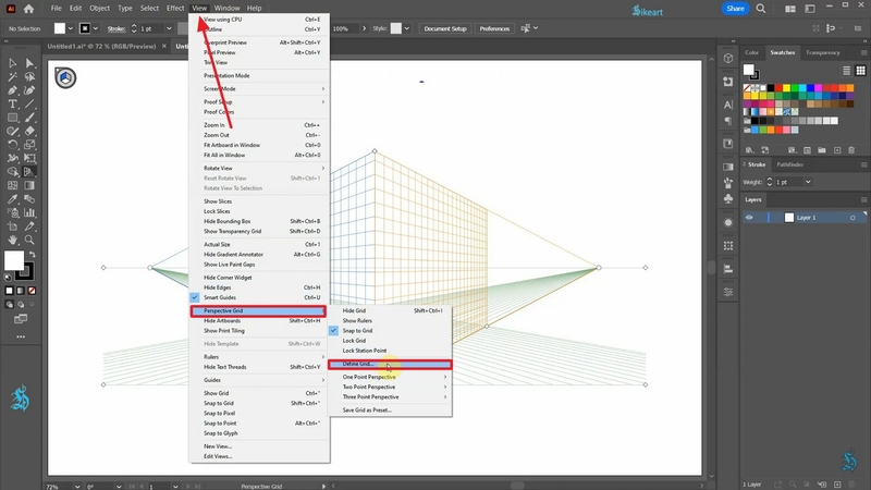 Illustrator에서 기본 그리드 활성화