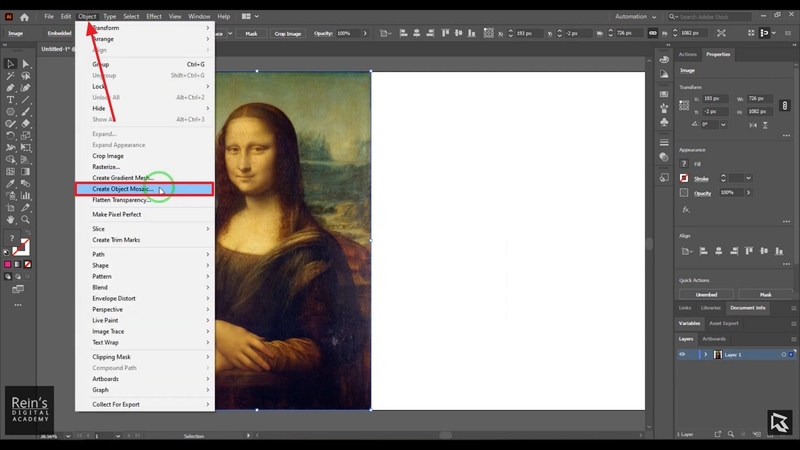 오브젝트 모자이크 창 열기 Illustrator