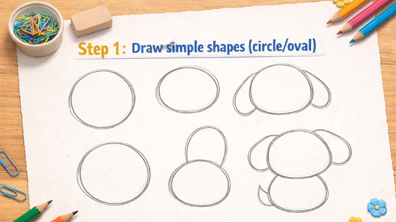 wie man süße tierformen zeichnet