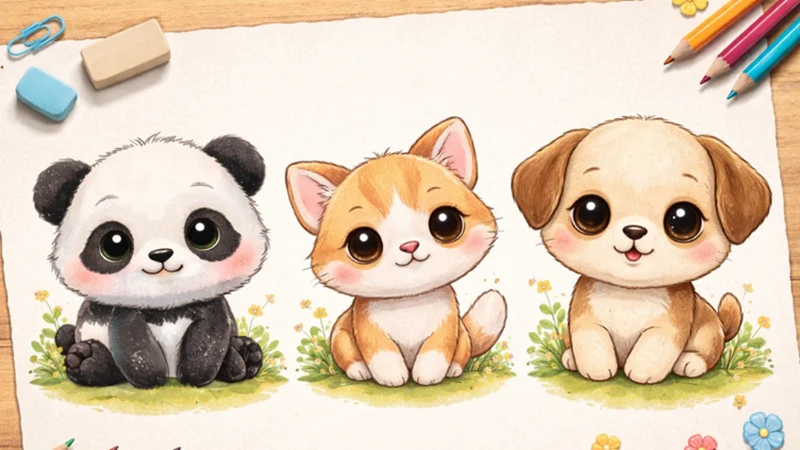 wie man tiere mit süßen merkmalen zeichnet