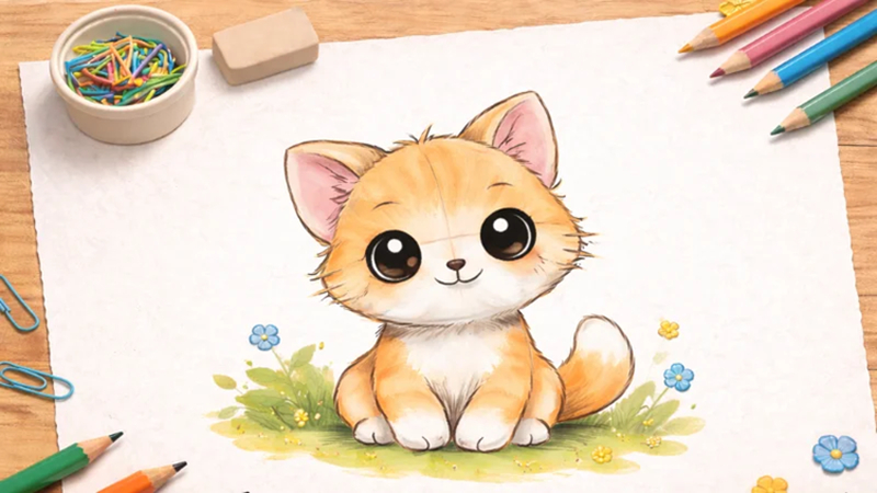 wie man eine süße katze zeichnet