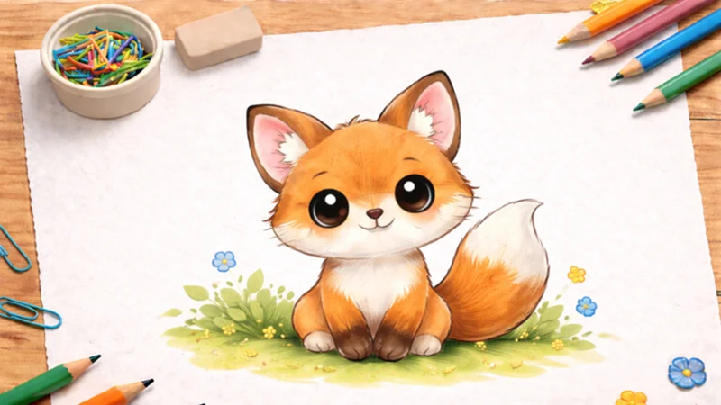 wie man einen süßen fuchs zeichnet