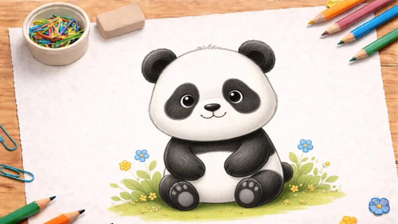 wie man einen süßen panda zeichnet