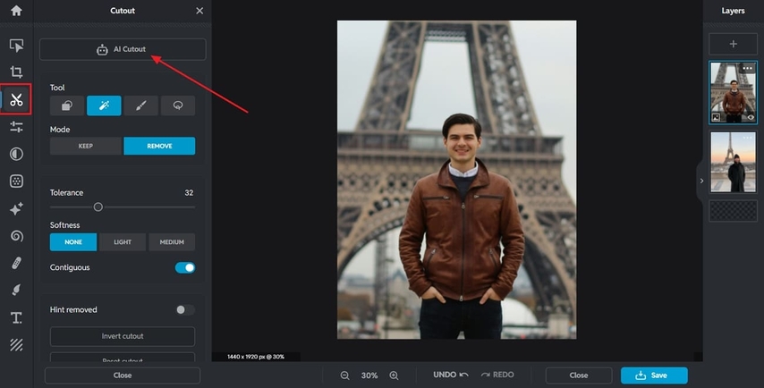 use ai cutout to extract person