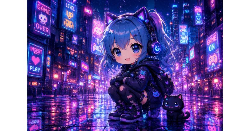 Cyberpunk Cat Girl Chibi