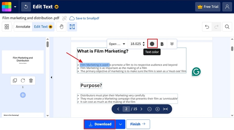 pick desired color for textual data