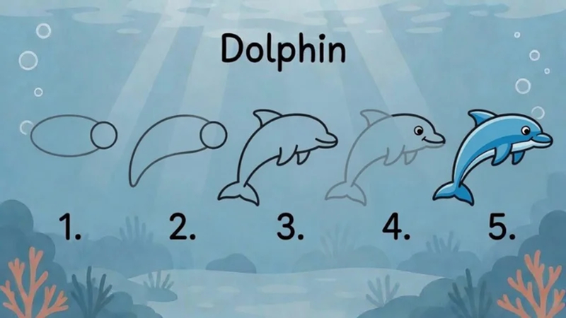dolphin drawing step by step