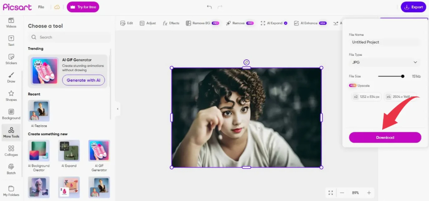 save edited face swap photo to device