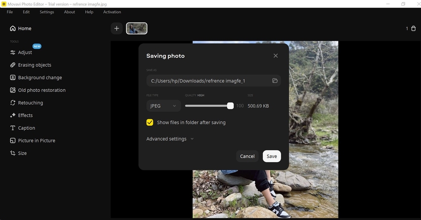 click save to download