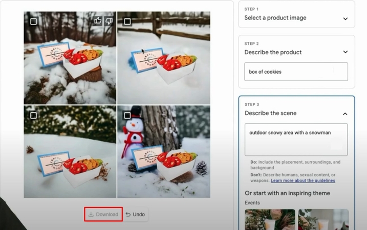 render the product pictures to device