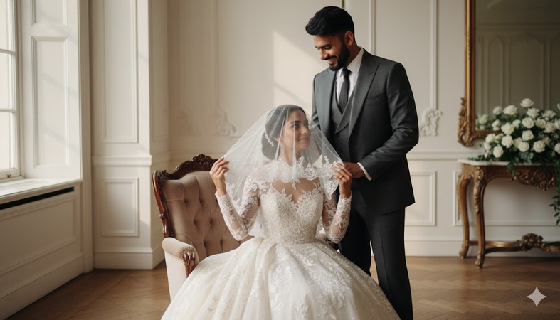 elegant indoor wedding photo