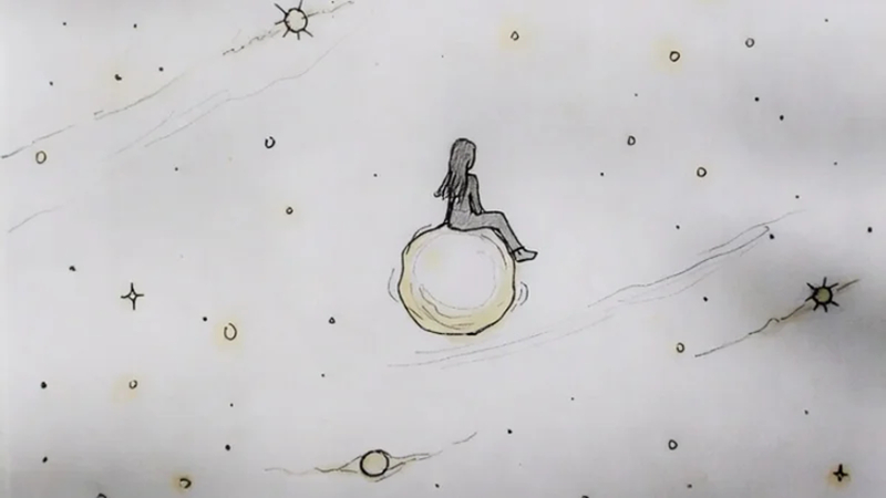 emotional space art lonely girl