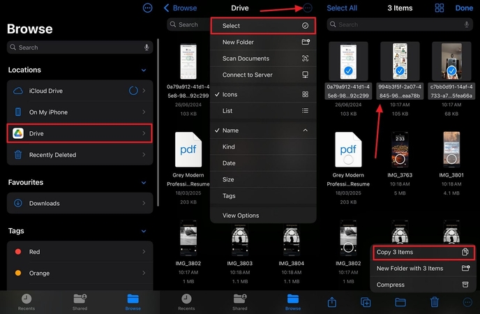 access google drive and select images
