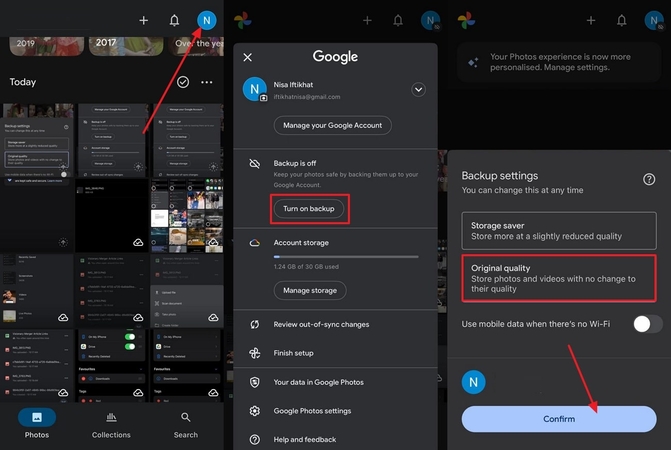 choose original quality for file backup