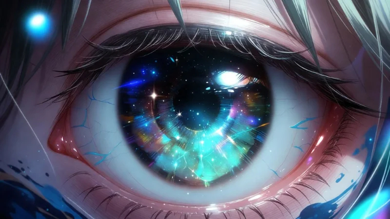 fantasy anime eyes with glowing colors