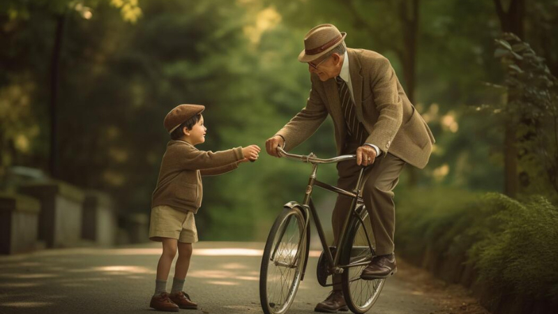 ai prompt father and son camping outdoors