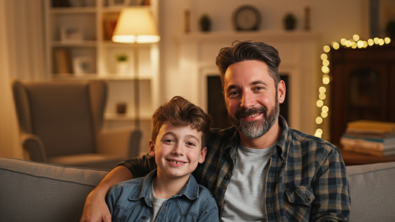 ai prompt father and son celebrating fathers day